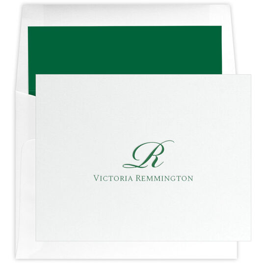Elegant Script Initial Letterpress Folded Note Cards